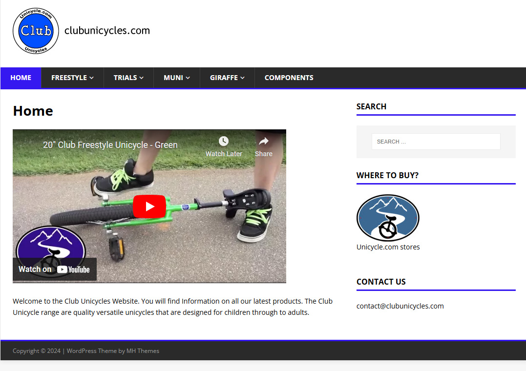 Club unicycles website