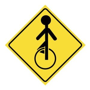 Caution Unicycle sticker